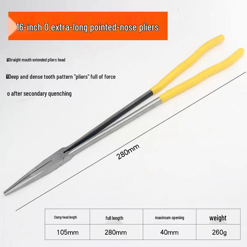 Shunwei 11-inch Bent Nose Pliers: 45# Steel, Multi-spec, Plastic-Coated Handle