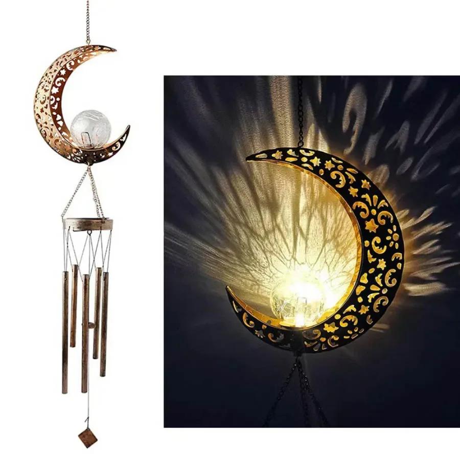 

Solar Wind Chimes Aesthetic Room Decor Outdoor Garden Glowing Moon Sun Stars Metal Tubes Wind Bells Home Decor Waterproof