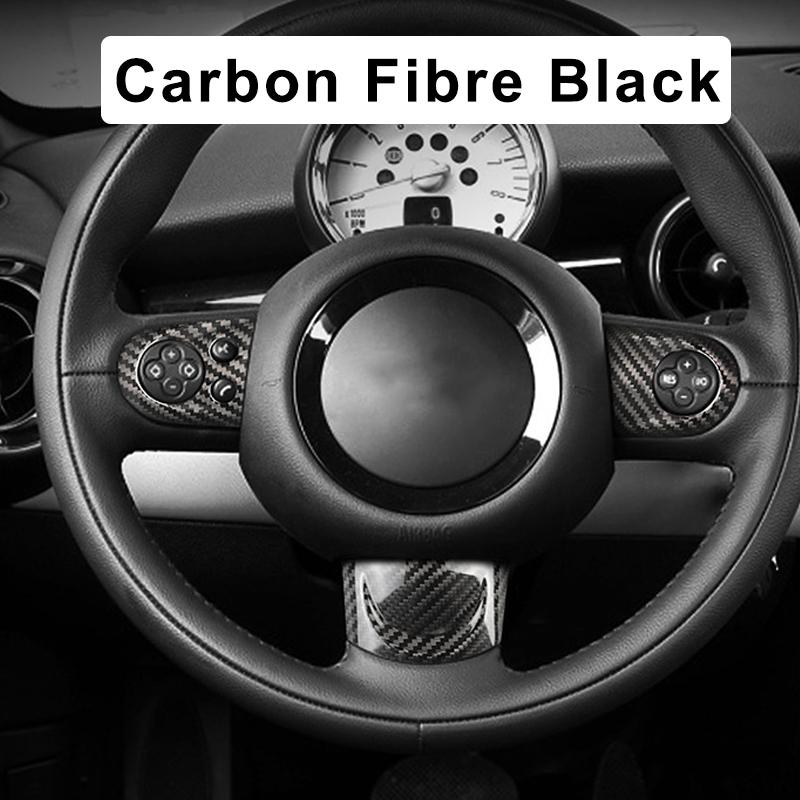 Car Interior Modification Steering Wheel Carbon Fibre Sticker For MINI ONE Cooper S JCW R55 R56 R60 R61 R57 R58 R59  Accessories