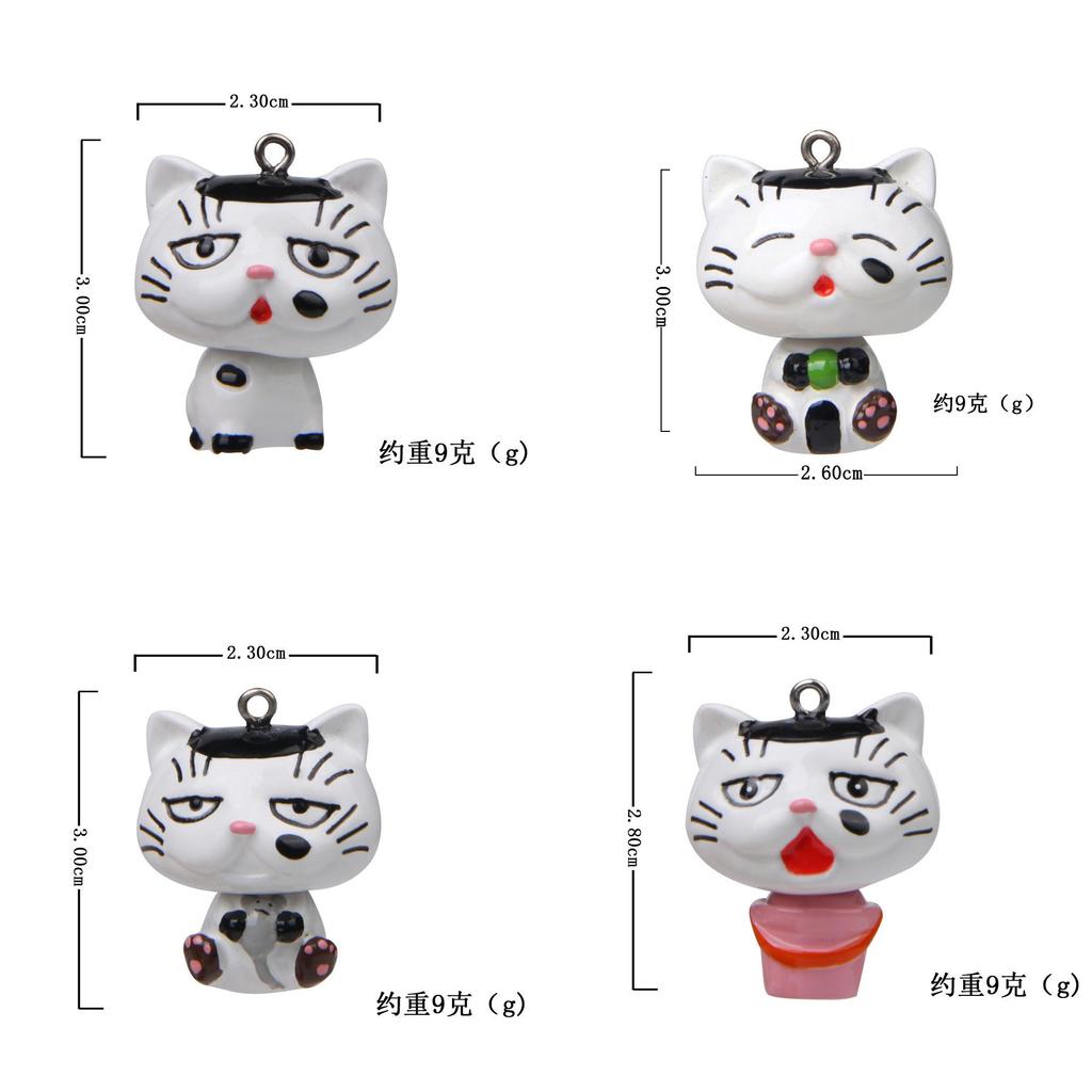 Cat Resin Figurine Keychain With Cartoon Style For Gift Giving And Collection