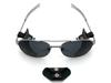 [SPEED ADDICT] LEATHER SIDE COVER PILOT SUNGLASS Silver X Smoke Vintage Aviator Style Windproof Dustproof Motorcycle Goggles Domestic Regular Item