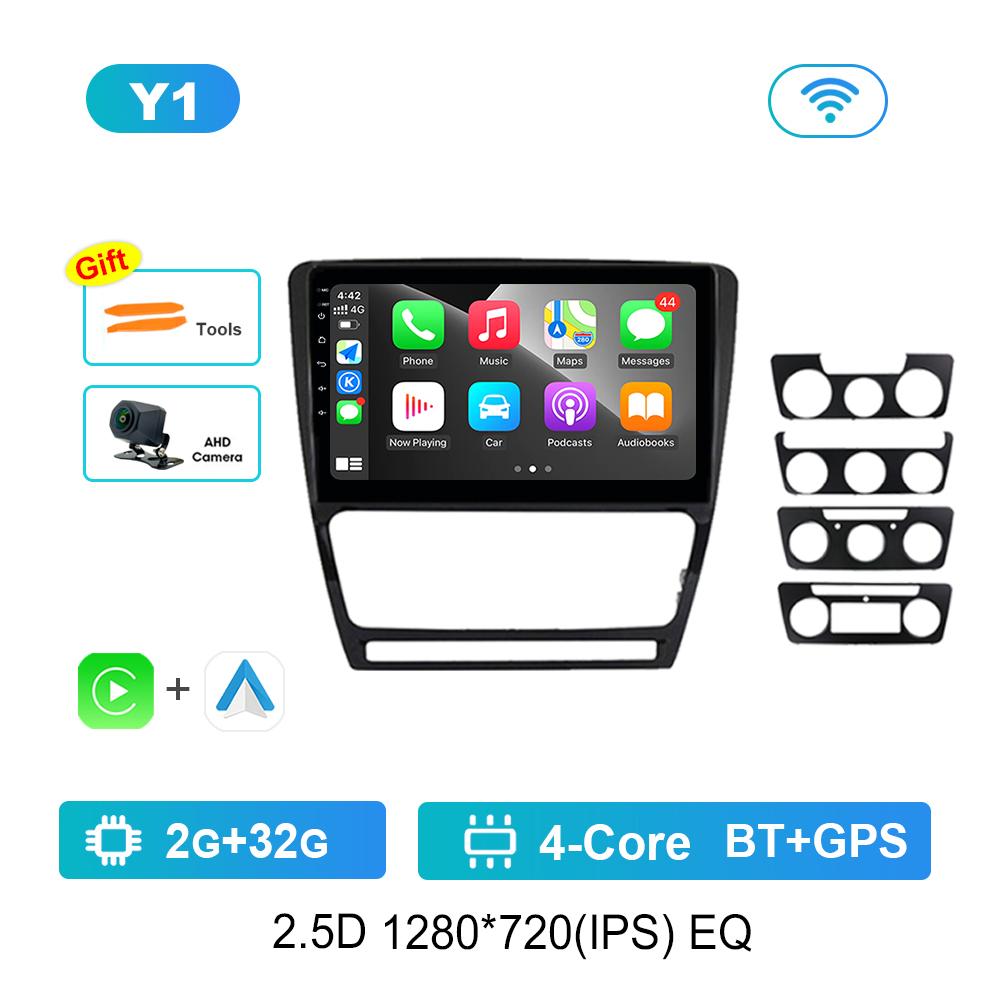 Car Video Multimedia Player GPS for Skoda Octavia 2 A5 2004 - 2013 Carplay WiFi Android Intelligent System 4G HD Touch Screen