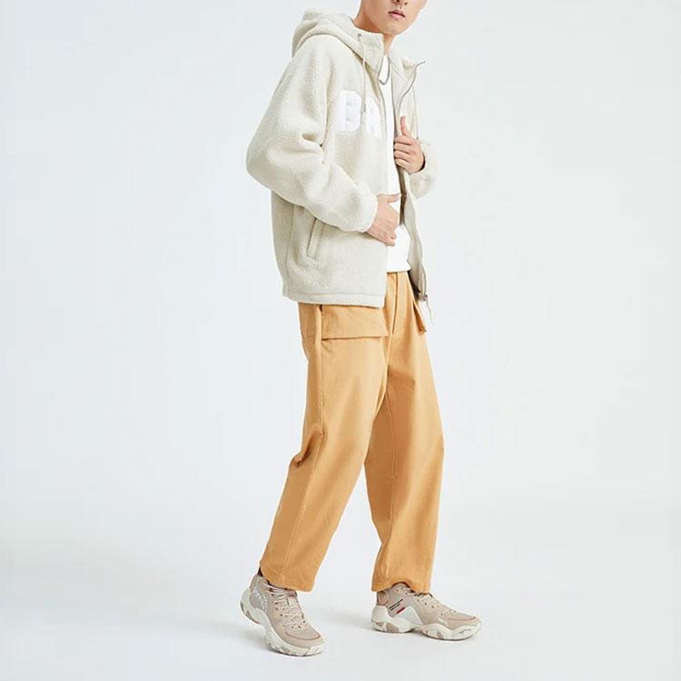 Li-Ning Lining Fleece-Lined Loose Knit Zip-Up Jacket Men Jacket Fog-Khaki AFDR733-4