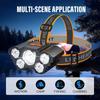 High Brightness 5LED Headlamp Waterproof USB Rechargeable Head Torch for Outdoor Adventure, Night Work, Fishing, Climbing Light