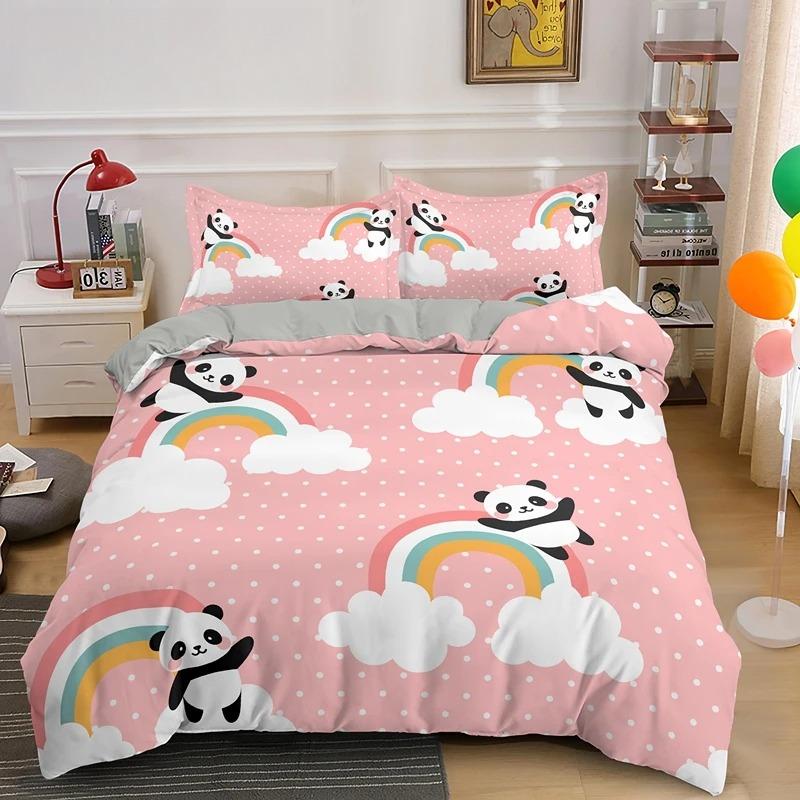 Panda Printed 2/3pcs Bedding Set Bamboo Duvet Cover for Adult Child Bedclothes and Pillowcases Comforter Covers Bed Sets King
