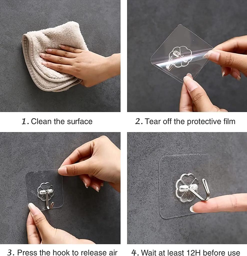 10-100PCS Transparent Stainless Steel Strong Self-adhesive Hooks Bathroom Towel Clothes Storage Sticky Hooks Key Pendant Storag