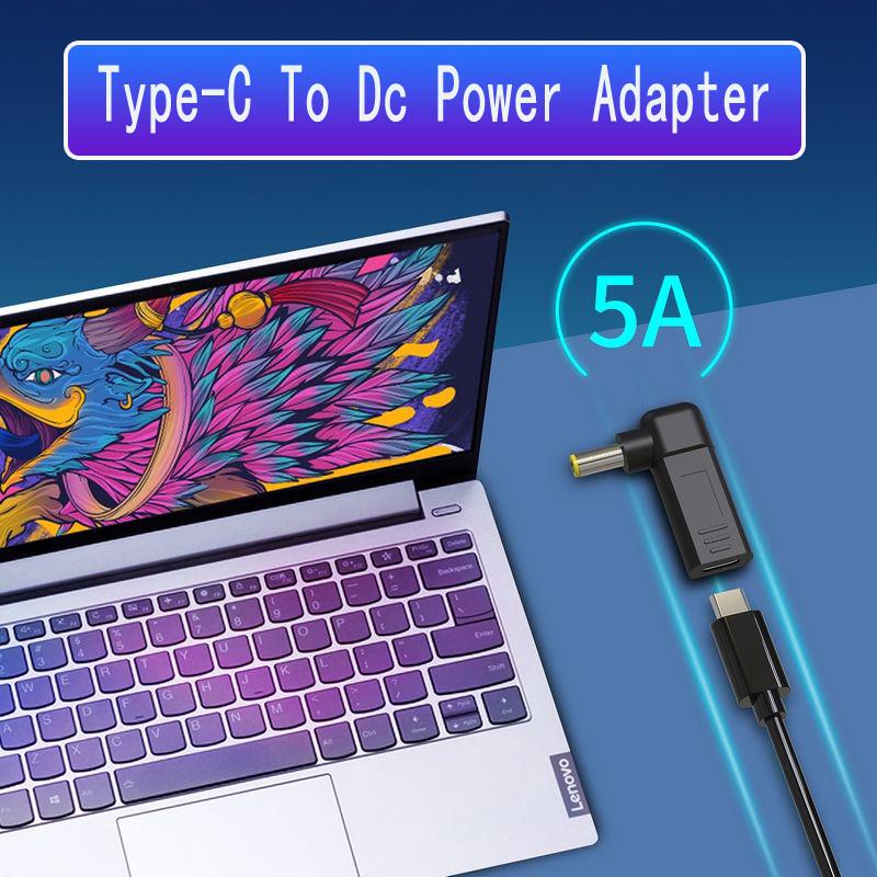 TypeC Female To Dc Laptop Power Adapter Connector Elbow Plug Compatible With For Lenovo Asus Hp Dell Acer - Charging Accessories