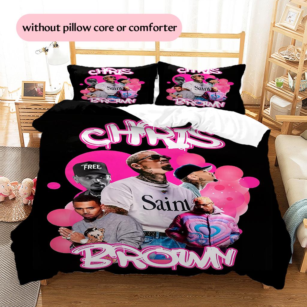 Chris Brown Pattern Bedding Home Decoration Birthday Gift (1 * duvet cover + 2 * pillowcase, without core)