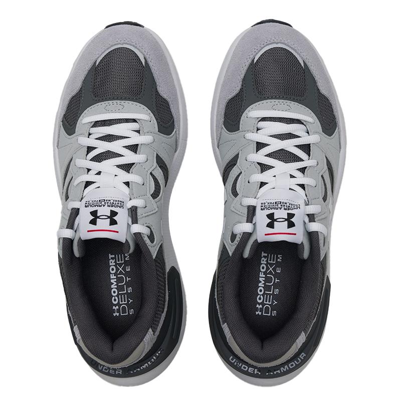 Under Armour Phantom Lux Scarpe da Corsa Basse in Tessuto Confortevole Versatile Pelle Sneaker Unisex Grigio Moderno 3028615-101