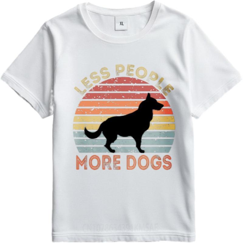 Travel Unisex Crew Neck Tshirt Daily Wear Less People More Dogs Sunset Dog Silhouette Minimalist For Unisex Teeshirt Basic Tee