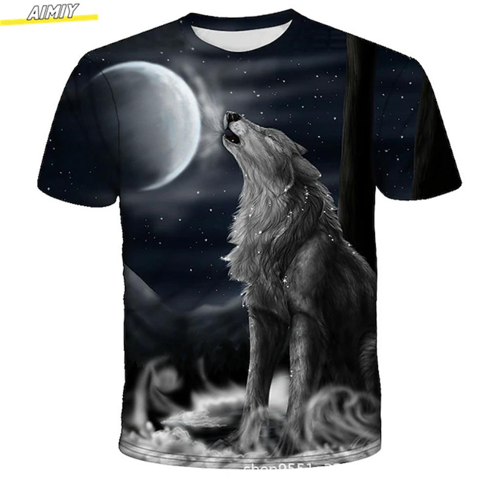 Men's Hipster Wolf 3D Printed T-shirt Summer Fashion Animal Pattern Short Sleeve Top Daily Holiday Round Neck Clothing