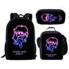 Friday Night Funkin 3-piece Set for Children and Elementary School Students, Large Capacity Backpack, Meal Bag, Pencil Case