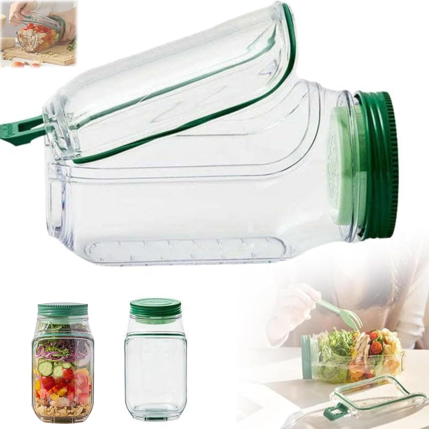 

The Original Salad Pod, a portable salad container with a side-opening lid, is perfect for home use, outdoor activities supplies 8 inches білий