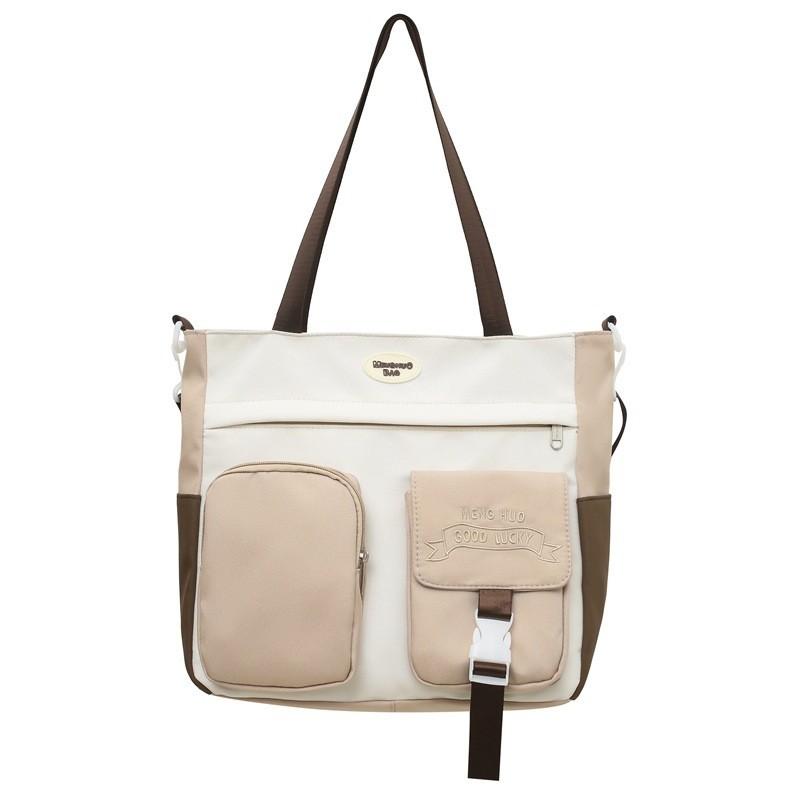 Large Capacity Nylon Tote Bag Street Fashion Casual Shoulder Bag Pink