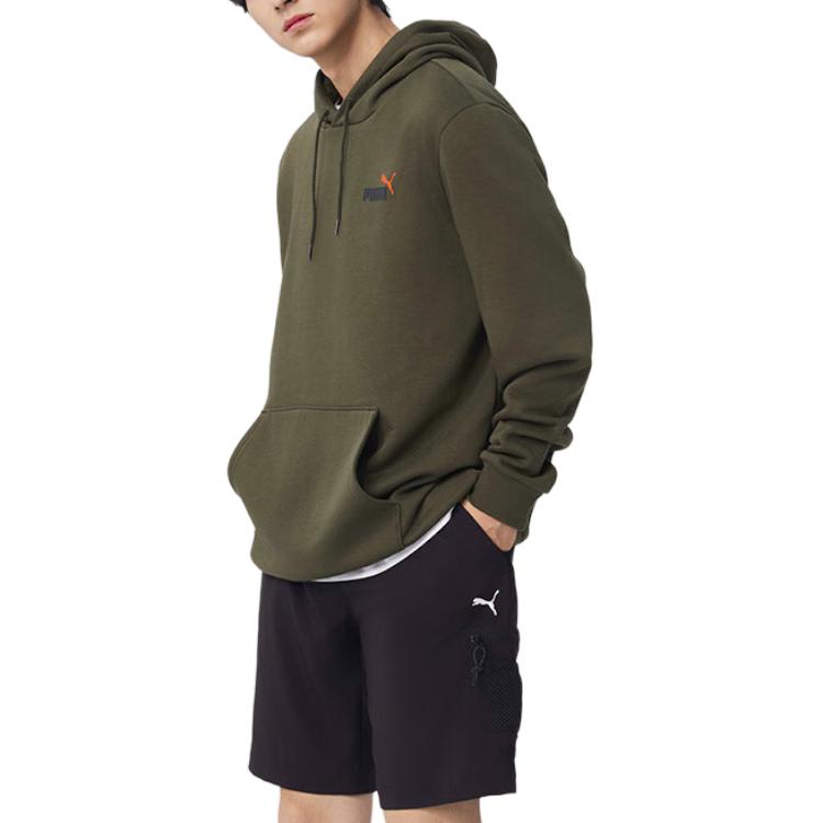 Puma ESS+2 Col FW24 Vintage Casual Fleece Lined Drawstring Hooded Long Sleeved Sweatshirt Men's Dark Olive 674471-76
