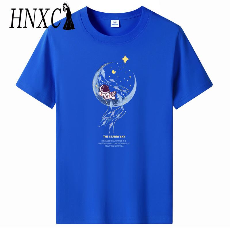 HNXC Cotton Short Sleeve T-shirt Men's Fashion Loose Half Sleeve Shirt Printed Compassionate Shirt