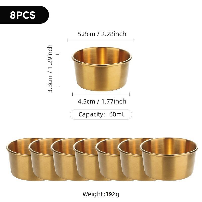 304 Stainless Steel Dipping Cup, Golden Sauce Cup, American Seasoning Dish, Household Salad, Tomato Sauce Dipping Cup
