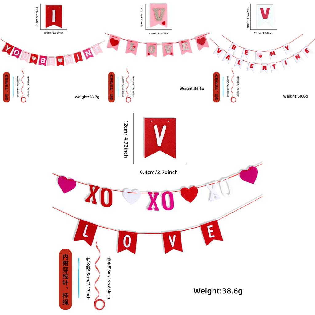 Romantische Liebesbanner Dekorationen für den Valentinstag Sei mein Valentin und du sei mein Filzbanner für festliche Atmosphäre