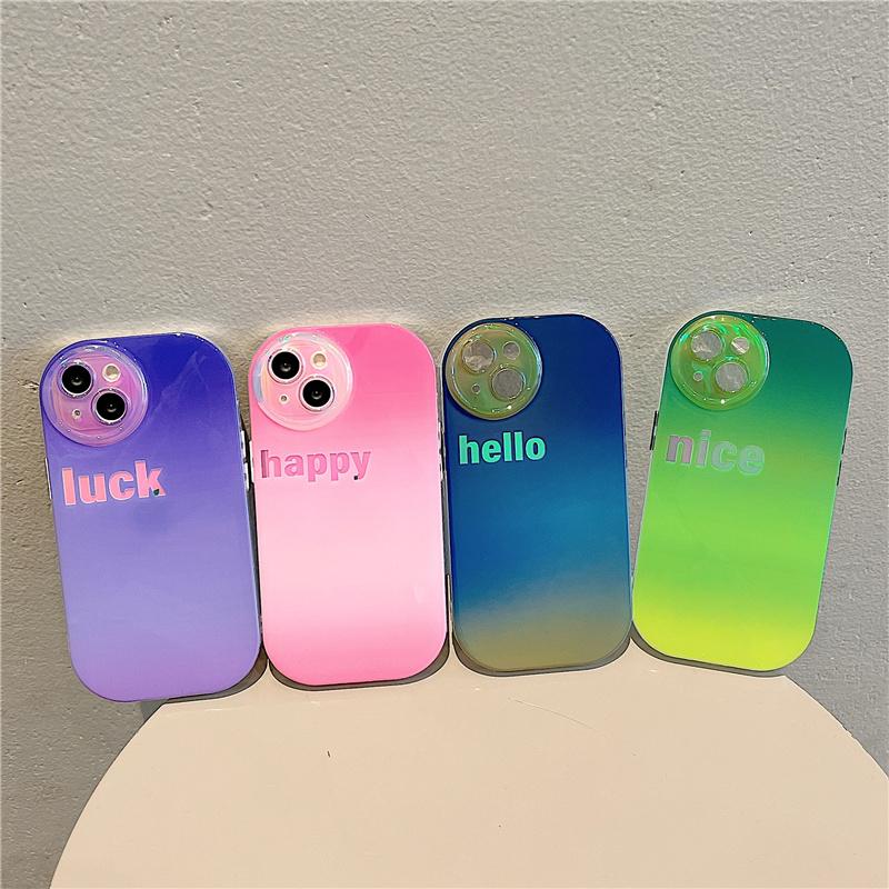 Luxus Laser Aurora Luck Ovale Handyhülle für Iphone 14 13 12 11 Pro Max Allmähliche Farbe stoßfeste Rückseite