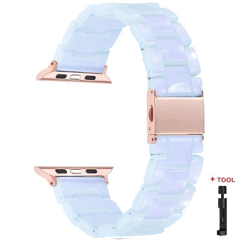 Resin Strap for Apple Watch Band 44mm 40mm 45mm 41mm 38mm 42mm Bracelet Correa iWatch Series 3 4 5 6 Se 7 Replacement Watchband