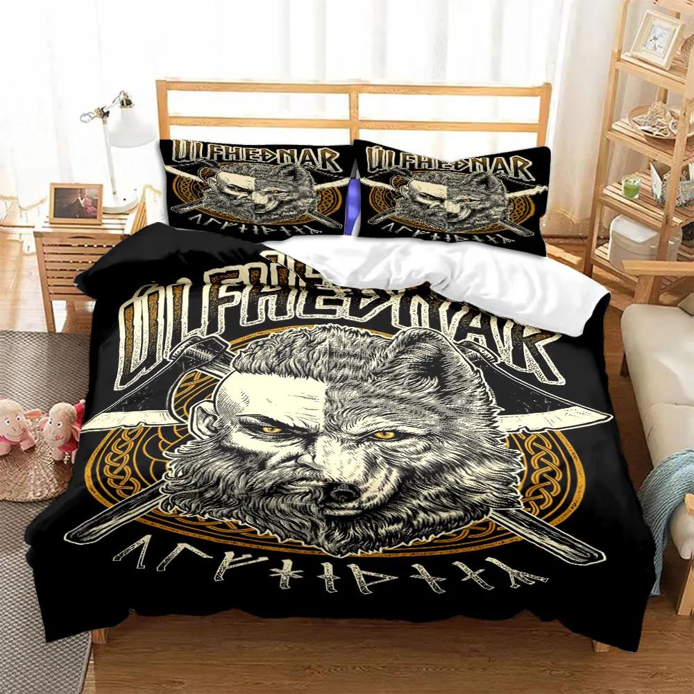Viking Duvet Cover Set Viking Symbols Bedding Sets Scandinavian Folklore Motifs Northern Germanic Culture Celtic Comforter Cover