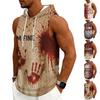 Men's Casual Sleeveless Hoodie with Drawstring Hood Halloween Print Lightweight Muscle Tank Top for Summer Outdoor Gym Workout