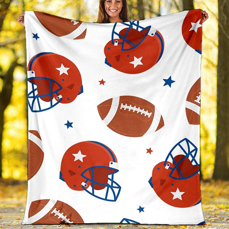American football Theme Printed Blanket - Perfect for Couch, Bed, Travel & Outdoor Use | Machine Washable, Cozy & Durable.