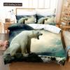 3D Gedrucktes Niedliches Bären-Bettbezug-Set mit Kissenbezug Eisbär Bettwäsche-Sets Bettdeckenbezug Wildtiere Bett-Set Queen-Size