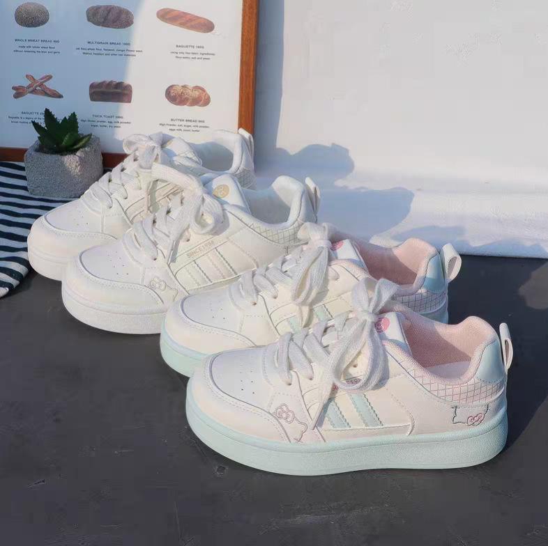 Women's White German Training Shoes - Thick 5cm Sole, Trendy Casual Sports Sneakers, Spring 2026
