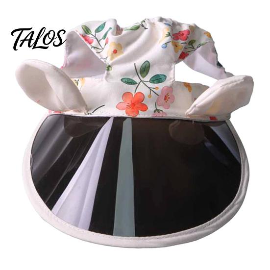 Talos Pet Sun Visor Hat, Summer Floral Cat Cap with Ear Holes, Adjustable Wide Sunshade Brim Hat Cute Rabbit Ears for Cats Dogs Outdoor Protection