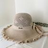 Hollow Fisherman Hat Women's Large Brim Sun Protection Summer Foldable Woven Sun Protection Beach Vacation Hat