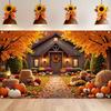 2D Fall Pumpkin & Scarecrow Backdrop Photography Background Banner