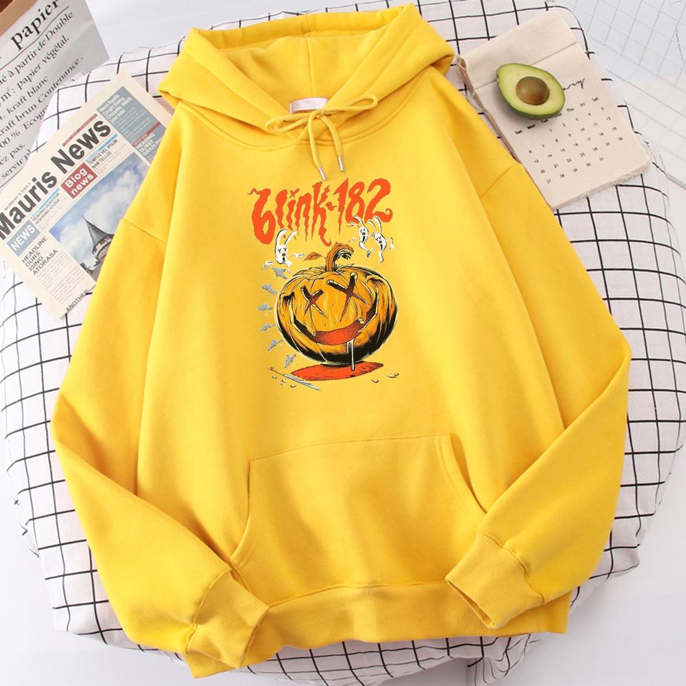 Хэллоуин Тыква Blink 182 Толстовки с графическим рисунком для мужчин и женщин Повседневный теплый спортивный костюм Корейская мода Негабаритные свободные толстовки унисекс 4XL жёлтый 2116₽