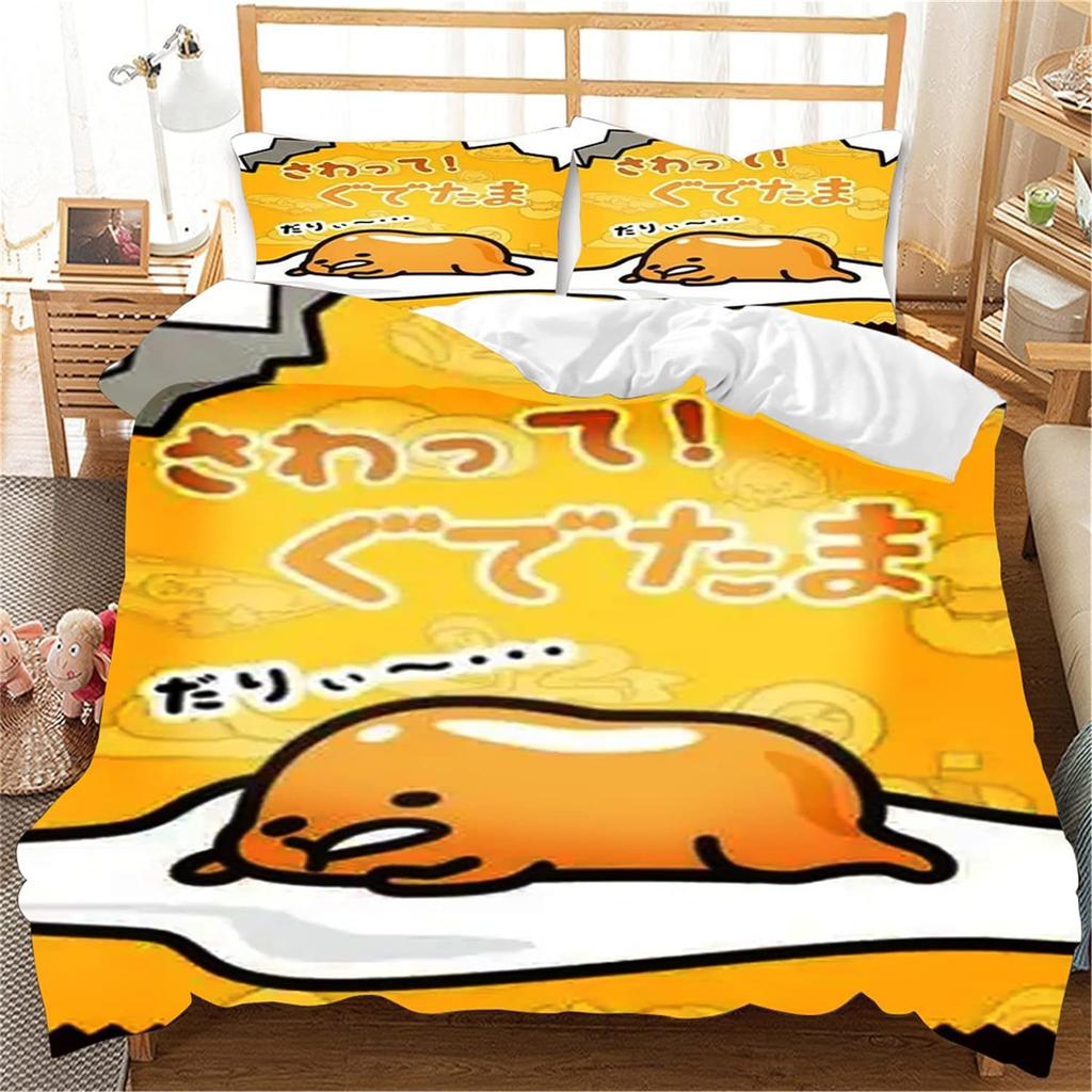 Bedding Three-Piece Set 3D Digital Printing Cartoon Cute Q Cute Egg Quilt Cover Three (Four) Pieces