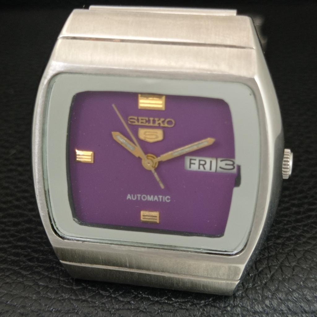 VINTAGE SEIKO 5 AUTOMATIC 6309A JAPAN MENS PURPLE COLOR DIAL WATCH A708464-1