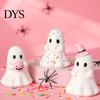 Cute Home Accessory Halloween Ghost Resin Figurine, Candy Pumpkin Witch Hat Ornament Desk Decor for Girls, Pink White Kawaii Tabletop Desktop