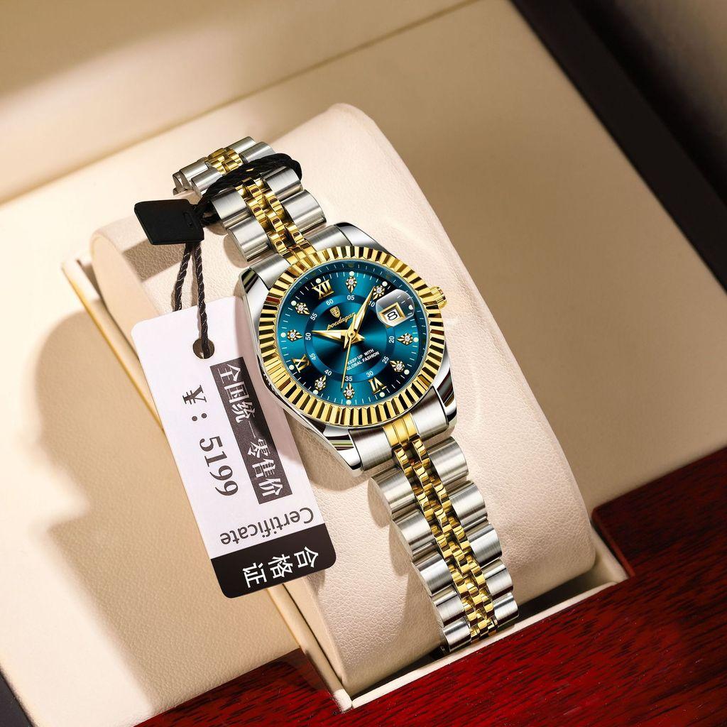 Swiss Ladies Watch Quartz Luminescent Calendar Waterproof For Gift And Fashion
