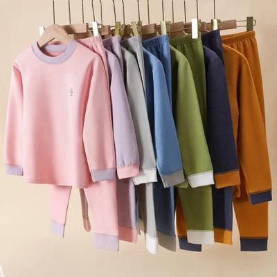 Thermounterwäsche-Set für Kinder, warm, dick, gebürsteter Stoff, Baby-Schlafanzug, Homewear, Jungen und Mädchen, Thermo-Unteranzug