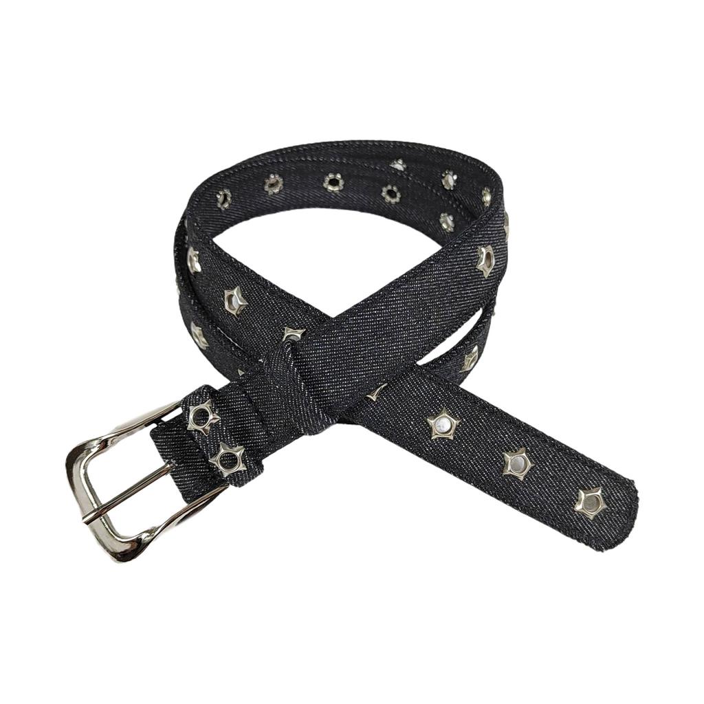 Fashionable Star Charm Punk Belt Men's Women's Jeans Waist Band with Metal Buckle for Music Festivals Street Show