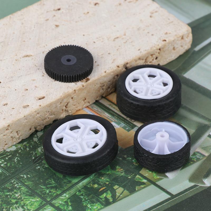 10Pcs Pc Toy Wheel Rubber Rim Tyres Diy Mini Technology 4Wd Colorful Tires Hole