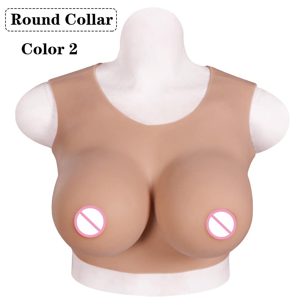 Eyung Silicone Breast Forms Hight Low Round Collar Crossdresser Drag Queen Silicone Breastplate Fake Boob Cosplay Silicone Plate