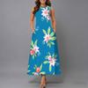 Oversized Female Sleeveless Round Neck Dress Fresh Tiny Floral Printed Loose Mid Length Outfit