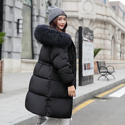 Womens Long Puffer Coat With Faux Fur Collar Warm Cotton-Padded Outerwear Winter Commute