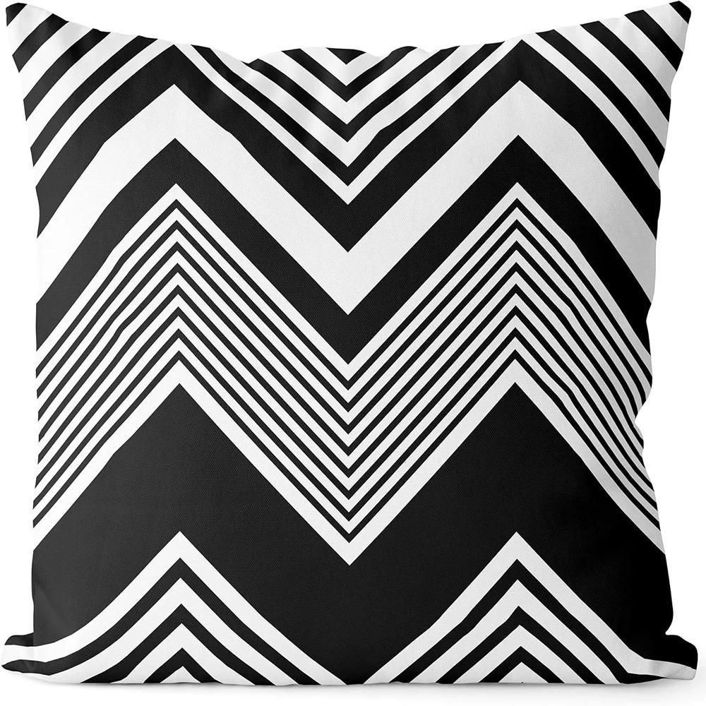 Housses de Coussin à Motifs Géométriques Noir et Blanc Housse de Coussin Adaptée pour Canapé Chambre Voiture