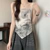 Sommerlich-schickes, asymmetrisches Batik-Camisole – ärmelloses Crop-Top für Damen