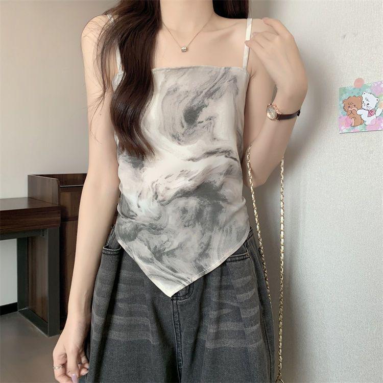 Sommerlich-schickes, asymmetrisches Batik-Camisole – ärmelloses Crop-Top für Damen