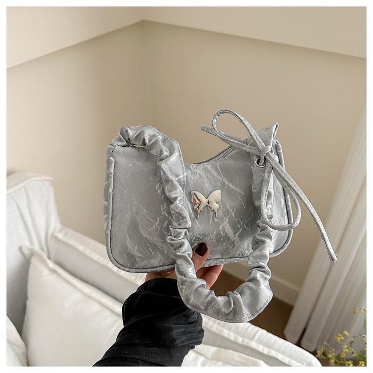 

2024 Серебристая текстурированная сумка через плечо и кроссбоди с бабочкой для женщин серебряный