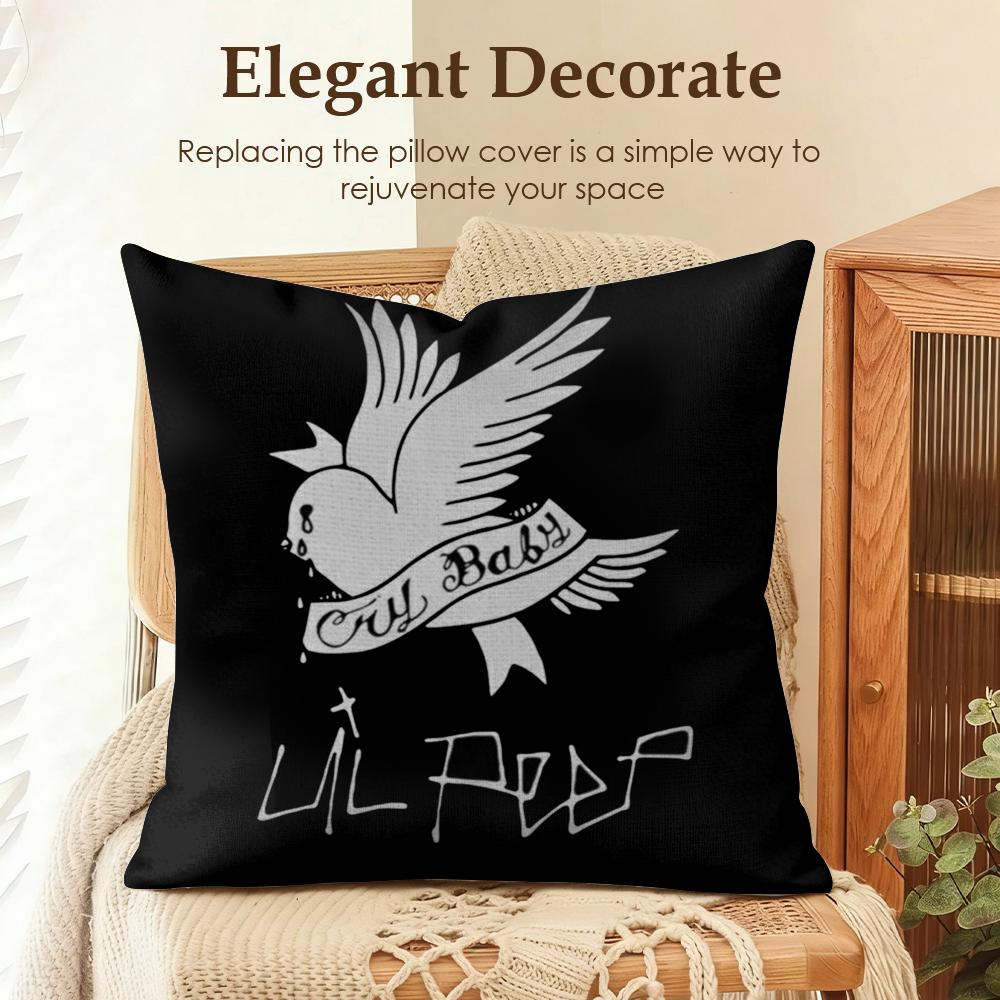 LLil Peep HHell Boy Cushion Cover Natural Linen Organic Fabric DoubleSided Printing Sofa Home Decor Gift Pillow Case