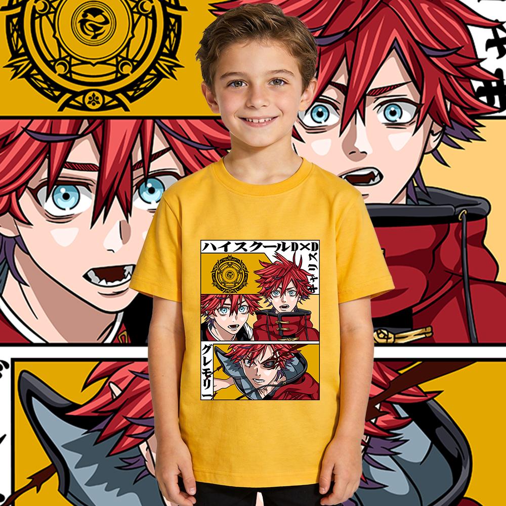 High School Dxd Garith Gremory Anime Print Cotton T Shirt Boys Girls Casual Soft Breathable Short Sleeve Kids Top