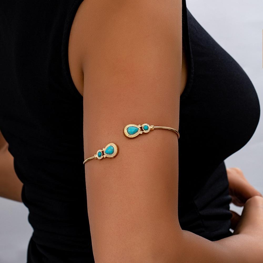 Turquoise Arm Cuff Spiral Wide Open Arm Cuff Simple Cuff Bangle for Women  Girls